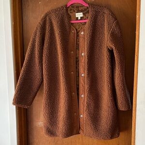 Vera Bradley Brown Teddy Fleece Jacket Cozy Faux Fur Size Small